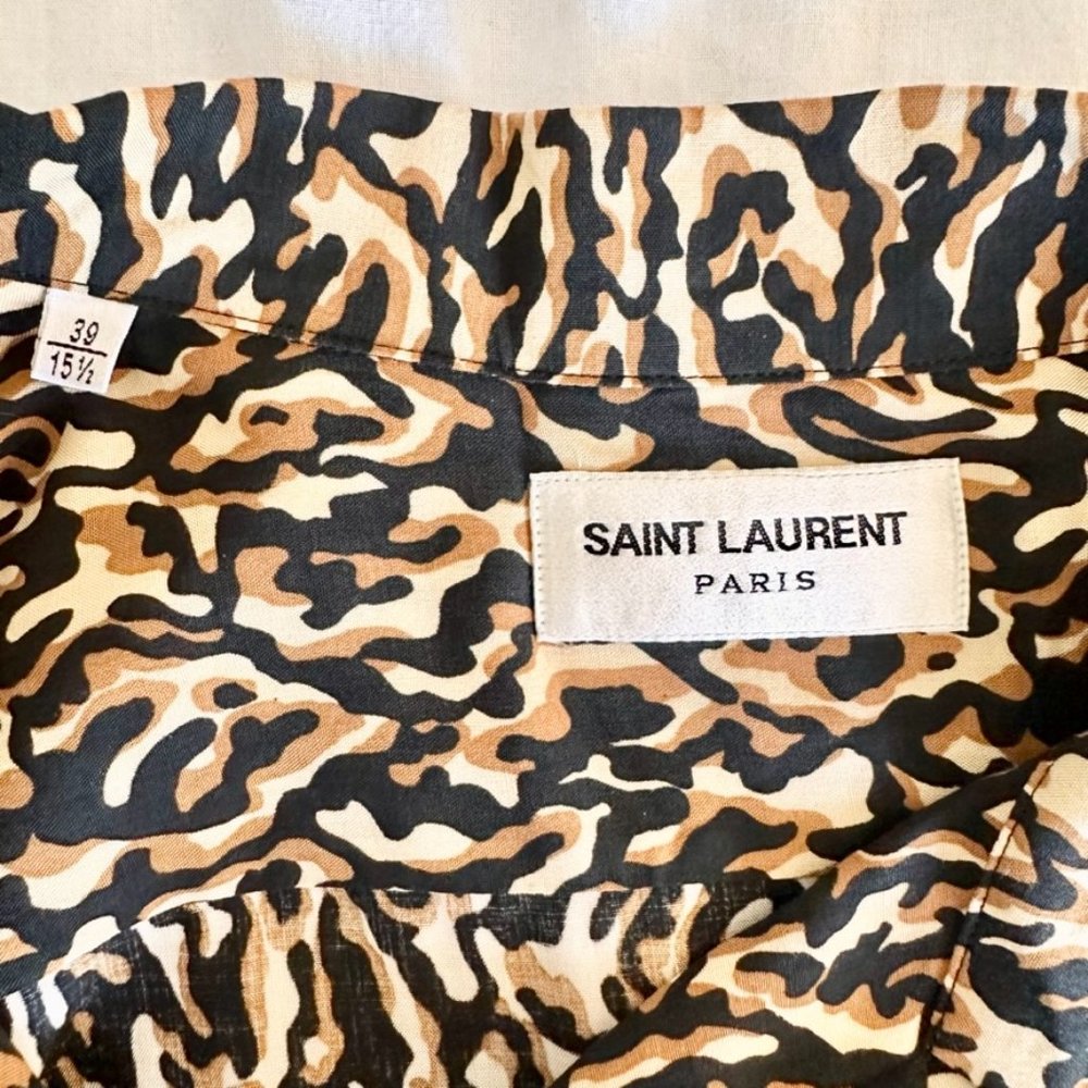 Sold - Saint Laurent Men's Short Sleeve Camp Collar Shirt Medium | 39 15 1/2 New - Picture 17 of 17